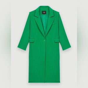 Maje Long Green Wool Blend Coat
